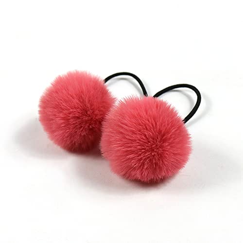 10 Stück Pom Pom Haargummi für Frauen,Elastisches Pom Ball Haarband Kleine Haargummis Scrunchie mit 5cm Pompons Haarbänder Haarschmuck für Pferdeschwanz dünne Zöpfe Braids,Rot A von Blausky