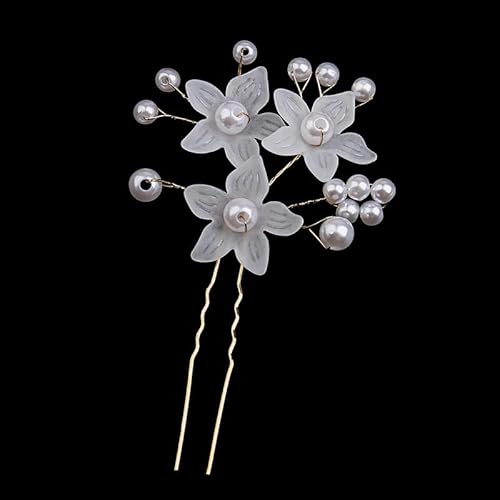 10 Stück U-förmige Haarnadeln Gabelstäbchen,Perlenblumen-Haarspange Braut-Haarnadel Metall Haarnadel 2 Zinken Hochsteckfrisur Chignon Stifte für Frauen Haarstyling Zubehör,Gold von Blausky