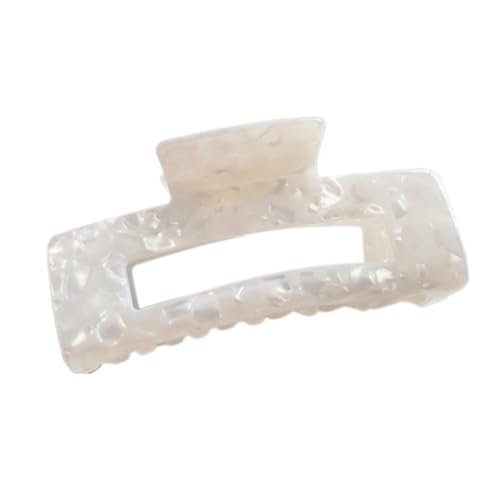 10.5cm Groß Haarklammer,Bunte Rechteckig Hair Clip Schildpatt-Zelluloseacetat Haarspange Rutschfester Kunststoff Haarkrallen Haarschmuck Starker Halt für Damen Dickes Haar,Weiß A von Blausky