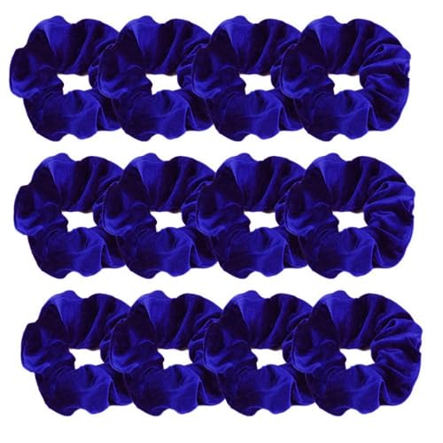 12 Stück Samt Haargummis,Weich Haarschmuck Scrunchies für Damen Flanell Haarband Elastische Haarbänder Stoff Scrunchie Zopfgummis Bunte Gummibänder für Pferdeschwanz,Zöpfe,Dunkelblau von Blausky