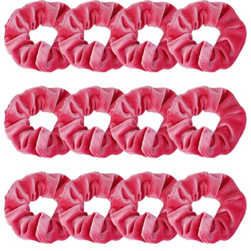 12 Stück Samt Haargummis,Weich Haarschmuck Scrunchies für Damen Flanell Haarband Elastische Haarbänder Stoff Scrunchie Zopfgummis Bunte Gummibänder für Pferdeschwanz,Zöpfe,Dunkelrot von Blausky