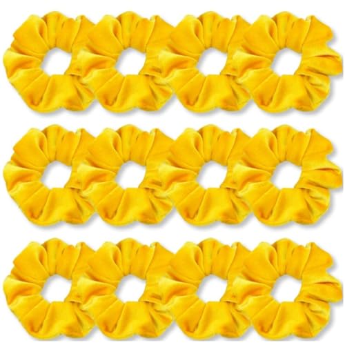 12 Stück Samt Haargummis,Weich Haarschmuck Scrunchies für Damen Flanell Haarband Elastische Haarbänder Stoff Scrunchie Zopfgummis Bunte Gummibänder für Pferdeschwanz,Zöpfe,Golden von Blausky
