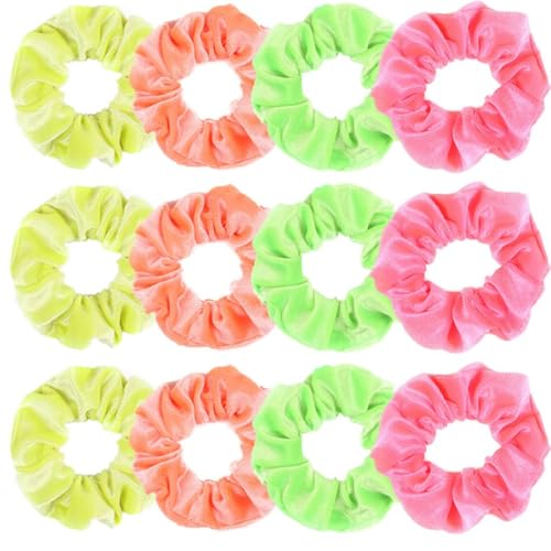 12 Stück Samt Haargummis,Weich Haarschmuck Scrunchies für Damen Flanell Haarband Elastische Haarbänder Stoff Scrunchie Zopfgummis Bunte Gummibänder für Pferdeschwanz,Zöpfe,Rosa Grün von Blausky
