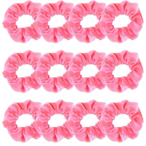 12 Stück Samt Haargummis,Weich Haarschmuck Scrunchies für Damen Flanell Haarband Elastische Haarbänder Stoff Scrunchie Zopfgummis Bunte Gummibänder für Pferdeschwanz,Zöpfe,Rosenrot von Blausky
