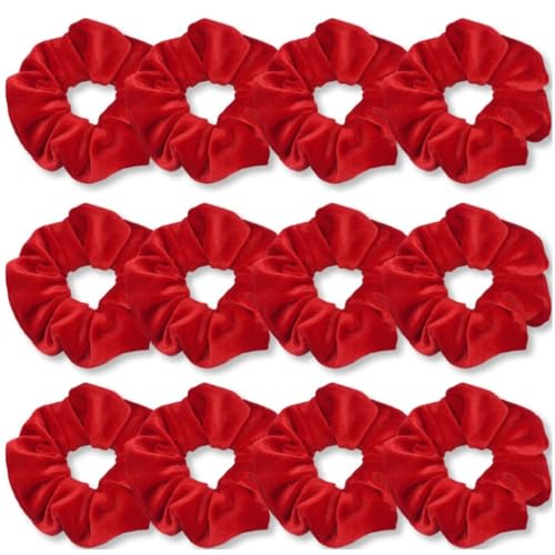 12 Stück Samt Haargummis,Weich Haarschmuck Scrunchies für Damen Flanell Haarband Elastische Haarbänder Stoff Scrunchie Zopfgummis Bunte Gummibänder für Pferdeschwanz,Zöpfe,Rot von Blausky