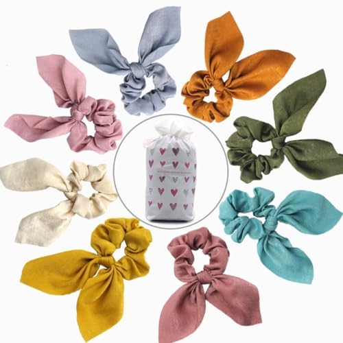 16 Stück Elastische Haargummis mit Schleife Hasenohren Scrunchies Kaninchen Hase Ohrschleife Haarbänder Satin Haare Ringe Haargummi Kaninchenohren Form für Frauen und Damen,Gemischte Farben von Blausky
