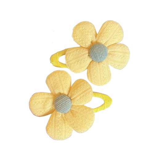 2 Paar Süße Stoffblumen Haarspangen,Bunt Blumen Haarklammern automatische Haarspangen Rutschfest Haarclips Metall Hair Clips Haarschmuck für Frauen feines und mitteldickes Haar,Gelb von Blausky
