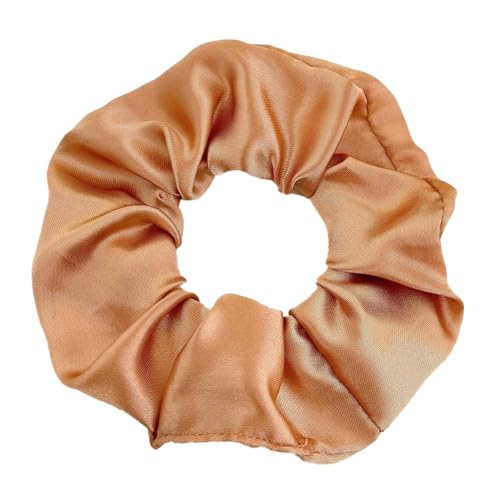 2 Stück 10 cm Haargummi Scrunchies Bunte Haargummis Elastische Haarbänder Haare Ringe,Stoff Haarschmuck Gummibänder Haar Bänder Pferdeschwanz Haarschmuck für Damen und Frauen,Braun A von Blausky
