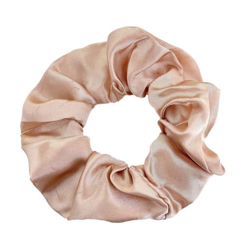 2 Stück 10 cm Haargummi Scrunchies Bunte Haargummis Elastische Haarbänder Haare Ringe,Stoff Haarschmuck Gummibänder Haar Bänder Pferdeschwanz Haarschmuck für Damen und Frauen,Champagner von Blausky