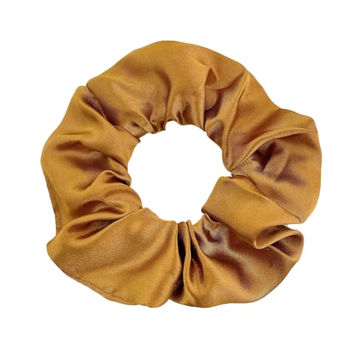 2 Stück 10 cm Haargummi Scrunchies Bunte Haargummis Elastische Haarbänder Haare Ringe,Stoff Haarschmuck Gummibänder Haar Bänder Pferdeschwanz Haarschmuck für Damen und Frauen,Gelbbraun von Blausky