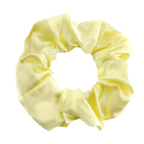 2 Stück 10 cm Haargummi Scrunchies Bunte Haargummis Elastische Haarbänder Haare Ringe,Stoff Haarschmuck Gummibänder Haar Bänder Pferdeschwanz Haarschmuck für Damen und Frauen,Hellgelb von Blausky