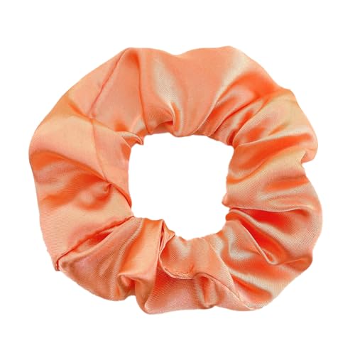 2 Stück 10 cm Haargummi Scrunchies Bunte Haargummis Elastische Haarbänder Haare Ringe,Stoff Haarschmuck Gummibänder Haar Bänder Pferdeschwanz Haarschmuck für Damen und Frauen,Hellorange B von Blausky