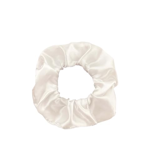 2 Stück 10 cm Haargummi Scrunchies Bunte Haargummis Elastische Haarbänder Haare Ringe,Stoff Haarschmuck Gummibänder Haar Bänder Pferdeschwanz Haarschmuck für Damen und Frauen,Weiß von Blausky