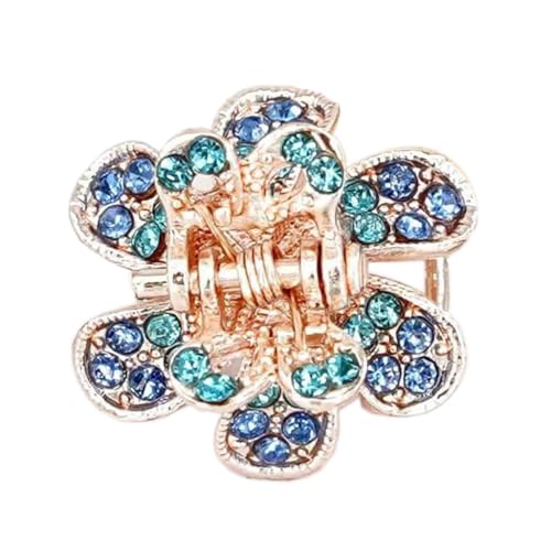 2 Stück 2x2cm Mini Blumen-Haarklammern,Glänzen-Strass Krallenklammern Rutschfeste Claw Clip Niedliche Metall Hair Clip Blumen Haarspangen Haarschmuck Als Geschenk für Damen,Blau von Blausky