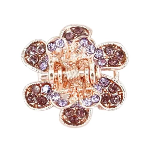 2 Stück 2x2cm Mini Blumen-Haarklammern,Glänzen-Strass Krallenklammern Rutschfeste Claw Clip Niedliche Metall Hair Clip Blumen Haarspangen Haarschmuck Als Geschenk für Damen,Lila von Blausky