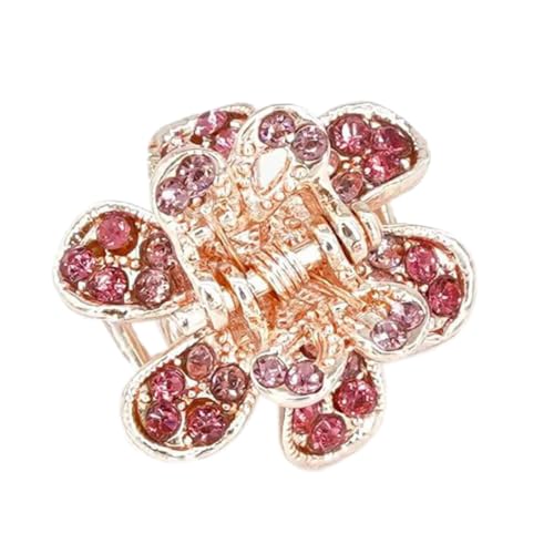 2 Stück 2x2cm Mini Blumen-Haarklammern,Glänzen-Strass Krallenklammern Rutschfeste Claw Clip Niedliche Metall Hair Clip Blumen Haarspangen Haarschmuck Als Geschenk für Damen,Rot von Blausky