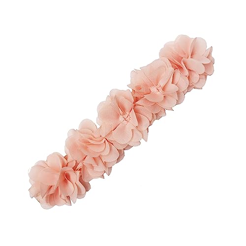 2 Stück 34-36 cm Elastisch Headband,Haarreifen Blumenstirnband mit Perlen Chiffon Haarbänder Weiche Turban Headwrap Dünn Stirnbänder Antirutsch Headbands Haarschmuck,Champagner B von Blausky
