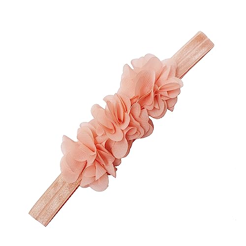 2 Stück 34-36 cm Elastisch Headband,Haarreifen Blumenstirnband mit Perlen Chiffon Haarbänder Weiche Turban Headwrap Dünn Stirnbänder Antirutsch Headbands Haarschmuck,Champagner C von Blausky
