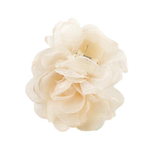 2 Stück 8cm Organza-Blumen-Haarspange,Rutschfeste Acryl Haarklammer Claw Clip Bunt Flower Klammer Hair Clip Haaraccessoire für Frauen und Damen Strand Party Pool Urlaub,Champagner von Blausky