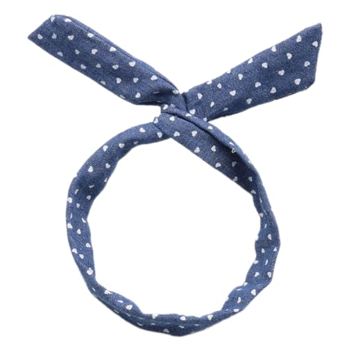 2 Stück Boho Haarband Damen,Stirnbänder aus Denim Häschenohr Stirnband mit Eisendraht Draht-Stirnbänder Breite Haarbänder Retro Haarschmuck Kopftuch für Frauen Alltag Makeup Yoga,Blau B von Blausky