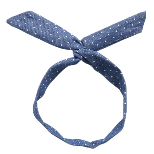 2 Stück Boho Haarband Damen,Stirnbänder aus Denim Häschenohr Stirnband mit Eisendraht Draht-Stirnbänder Breite Haarbänder Retro Haarschmuck Kopftuch für Frauen Alltag Makeup Yoga,Blau E von Blausky