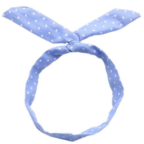2 Stück Boho Haarband Damen,Stirnbänder aus Denim Häschenohr Stirnband mit Eisendraht Draht-Stirnbänder Breite Haarbänder Retro Haarschmuck Kopftuch für Frauen Alltag Makeup Yoga,Hellblau B von Blausky