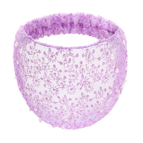 2 Stück Breite Stirnbänder für Damen,Elastische Weiche Haarband Haarschal Haartuch Kopfband Tüll Kopftuch mit Perlen Retro Stirnband Sommer Haarschmuck für Alltag Spa Yoga,Lila von Blausky