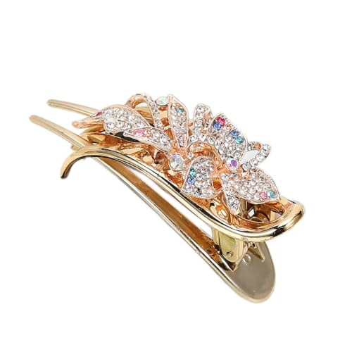 2 Stück Damen Haarklammern Haarspangen Strass haarnadel Metall Haar Griffe Groß Französische Haarspangen,Rutschfest Haarspange Elegant Haarschmuck für Damen,9 x 3.5 cm,Klee bunt von Blausky