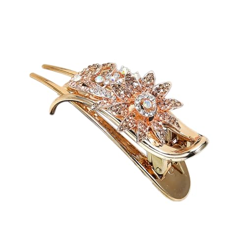 2 Stück Damen Haarklammern Haarspangen Strass haarnadel Metall Haar Griffe Groß Französische Haarspangen,Rutschfest Haarspange Elegant Haarschmuck für Damen,9 x 3.5 cm,Sonnenblume Champagner Gold von Blausky