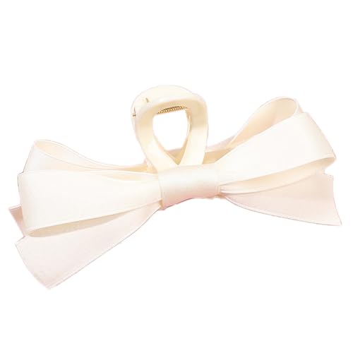 2 Stück Doppelseitig Schleife Haarklammern,Rutschfeste Haarklammer Haarkrallen Haarspangen mit Bandschleife Große Hair Clip Haarschmuck für Frauen Dünnes und Dickes Haar,Cremebeige von Blausky