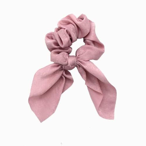 2 Stück Elastische Haargummis mit Schleife Hasenohren Scrunchies Kaninchen Hase Ohrschleife Haarbänder Satin Haare Ringe Haargummi Kaninchenohren Form für Frauen und Damen,Hellrosa von Blausky
