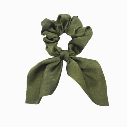2 Stück Elastische Haargummis mit Schleife Hasenohren Scrunchies Kaninchen Hase Ohrschleife Haarbänder Satin Haare Ringe Haargummi Kaninchenohren Form für Frauen und Damen,Militärgrün von Blausky