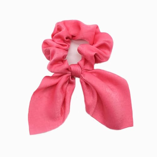 2 Stück Elastische Haargummis mit Schleife Hasenohren Scrunchies Kaninchen Hase Ohrschleife Haarbänder Satin Haare Ringe Haargummi Kaninchenohren Form für Frauen und Damen,Rosenrot von Blausky