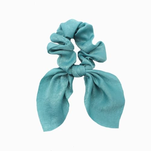 2 Stück Elastische Haargummis mit Schleife Hasenohren Scrunchies Kaninchen Hase Ohrschleife Haarbänder Satin Haare Ringe Haargummi Kaninchenohren Form für Frauen und Damen,Seeblau von Blausky