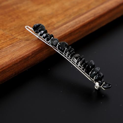 2 Stück Elegante Haarspangen Damen,Haarnadeln aus Natürlicher Kristall Braut Hochzeit Schmuck Haar Clip Französische Haarspange Frauenhaarclip mit Edelsteinen für Alltag und Anlässe,Schwarz+Silber von Blausky