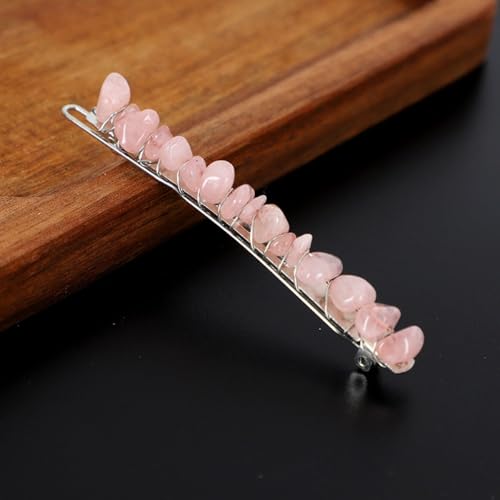 2 Stück Elegante Haarspangen Damen,Haarnadeln aus Natürlicher Kristall Braut Hochzeit Schmuck Haar Clip Französische Haarspange Frauenhaarclip mit Edelsteinen für Alltag und Anlässe,Rosa+Silber von Blausky