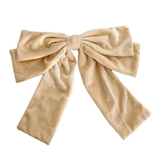 2 Stück Große Haarschleifen Clip Schleife Haarspange,Samtschleifen-Haarklammern,Elegante Französische Haarschmuck,Schleife Clip Stoff Haarschleife für Damen,Hochzeit Bankett Täglich,Beige von Blausky