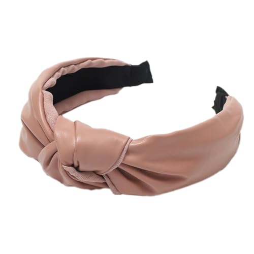 2 Stück Haarreifen Damen,Leder-Stirnband Stirnbänder mit Knoten Breit Haarband aus PU-Leder Anti-Rutsch Haarbänder Haarreif Haarschmuck Retro Style für täglich Strand Taufe,Pink von Blausky