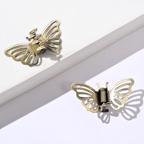 2 Stück Hohle Schmetterling Haarspange,4.5cm Metall Haarklammer französisches Claw Clip Rutschfeste Hair Clip Haarschmuck Haarstyling-Zubehör für Damen Medium und Dünnes Haar,Bronze von Blausky
