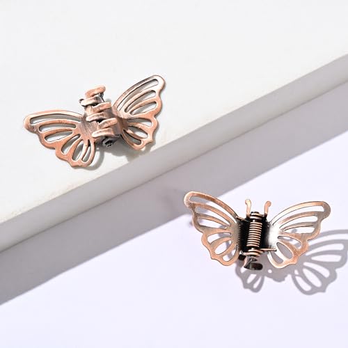 2 Stück Hohle Schmetterling Haarspange,4.5cm Metall Haarklammer französisches Claw Clip Rutschfeste Hair Clip Haarschmuck Haarstyling-Zubehör für Damen Medium und Dünnes Haar,Rot von Blausky