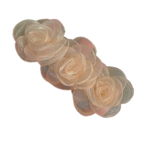 2 Stück Kamelie Haarspangen,10x4cm Vintage Französische Haarspangen Automatische Haarspange Hair Clip Elegante Blumen Haarschmuck für Damen Dünnes Haar und Dickes Haar,Champagner von Blausky