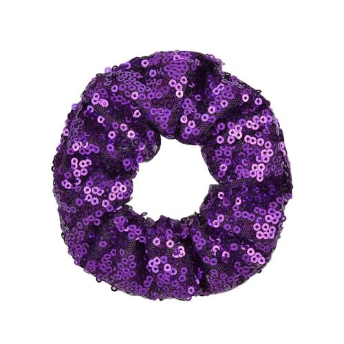 2 Stück Pailletten Haargummis für Damen,Glitzer Haar-Accessoires Weiche Sequins Scrunchies Elastische Dicke Bänder Pferdeschwanz Halter Frauen Haarschmuck für Karneval Party,Lila von Blausky