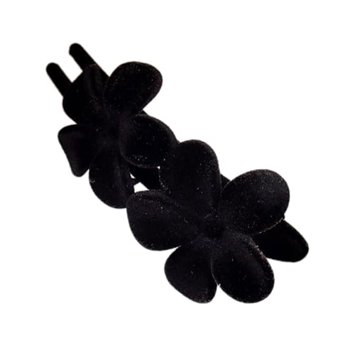 2 Stück Samt Blumen Haarklammern Damen,Französisch Hair Clip Groß Entenschnabel Haarspange 10.5cm Rutschfeste Haarclips Elegant Haarschmuck für Frauen Dickes & Dünnes Haar,Schwarz von Blausky