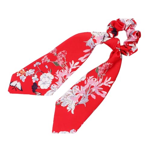 2 Stück Satin-Haarschleifen,Haarband mit Langer Schwanz für Damen Elastische Haargürtel Haargummis Haarbänder Elegant Bowknot Haar Ringe Pferdeschwanzhalter Frauen Haarschmuck,Blumen-Rot von Blausky