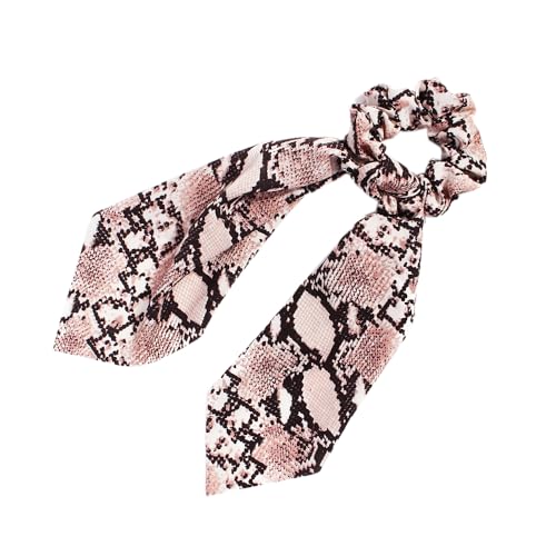 2 Stück Satin-Haarschleifen,Haarband mit Langer Schwanz für Damen Elastische Haargürtel Haargummis Haarbänder Elegant Bowknot Haar Ringe Pferdeschwanzhalter Haarschmuck,Snake Muster-Heller Kaffee von Blausky