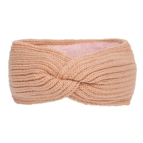 2 Stück Stirnband Damen Winter,Strick Haarband mit Twist Knoten und Rippenmuster Breite Plüsch Kopfband Elastische Haarbänder Warme Herbst Winter Stirnbänder Frauen 23.5x11cm,Rosa von Blausky