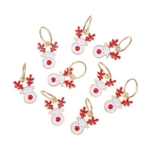20 Stück 1.2x2.5cm Haarschmuck für Zöpfe,Klein Clips Weihnachts-Metallene Haar Ringe Mini Haarklammer Niedliche Dekorative Haarspangen Frauen Dreadlock-Schmuckzubehör für Party,Elch von Blausky