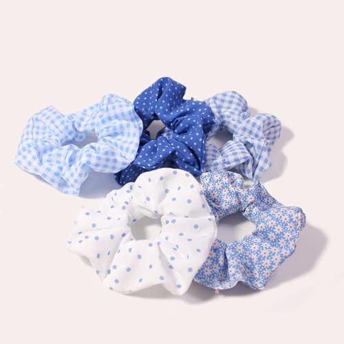 20 Stück Blaue Serie Haargummis,Stoff Scrunchies Haarringe Elastische Haarbänder Haare Ringe,Haargummi Starker Halt,Haarschmuck Pferdeschwanzhalter,für Damen und Frauen,Gemischt von Blausky