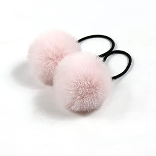 20 Stück Pom Pom Haargummi für Frauen,Elastisches Pom Ball Haarband Kleine Haargummis Scrunchie mit 5cm Pompons Haarbänder Haarschmuck für Pferdeschwanz dünne Zöpfe Braids,Hellrosa von Blausky