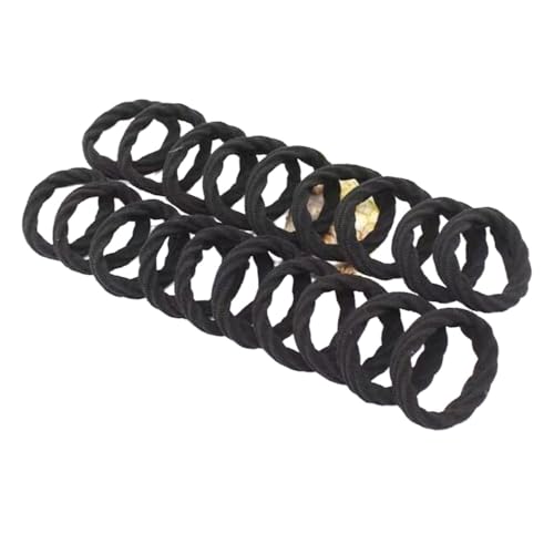 20 Stück elastische Haargummis für Damen,weiche Ohne Metall Zopfgummis Stoff Haarbänder Gummibänder Pferdeschwanzhalter Haar-Accessoires für dickes und lockiges Haar,Twill Schwarz von Blausky